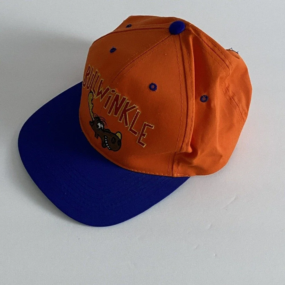 BULLWINKLE Mens Orange Embroidered Snapback Hat Size All Vintage 1993 MCA